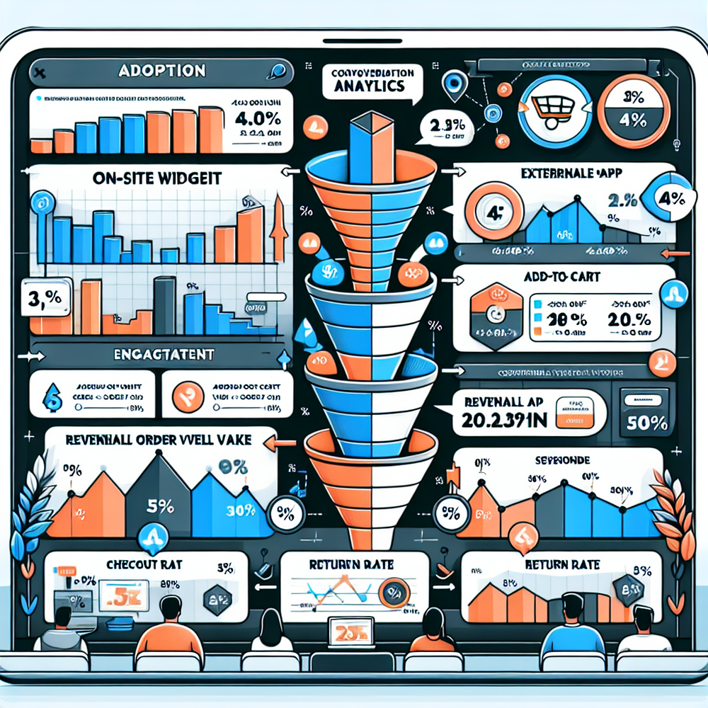 Dashboard visualizing KPI deltas between on-site widget and external app.