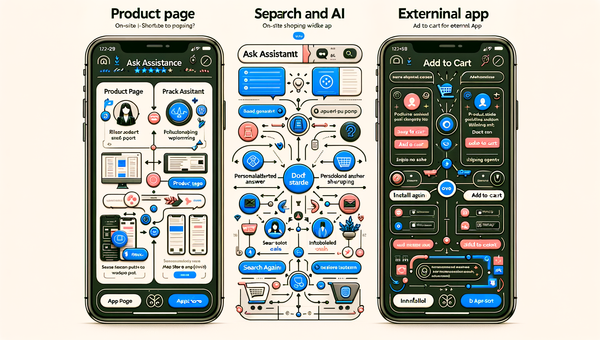Side-by-side UX flow showing on-site widget vs external app with friction points labeled.