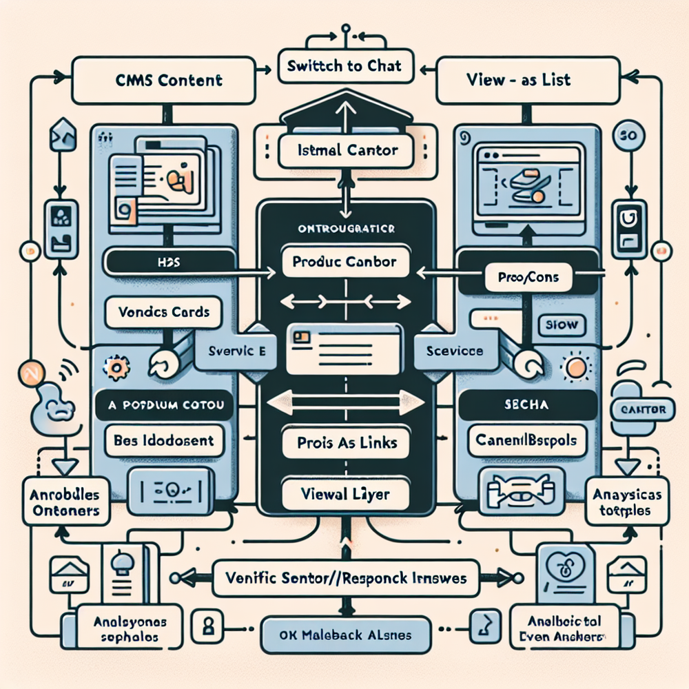 Architecture diagram of shared content powering both listicles and guided chat, with SEO and analytics preserved.