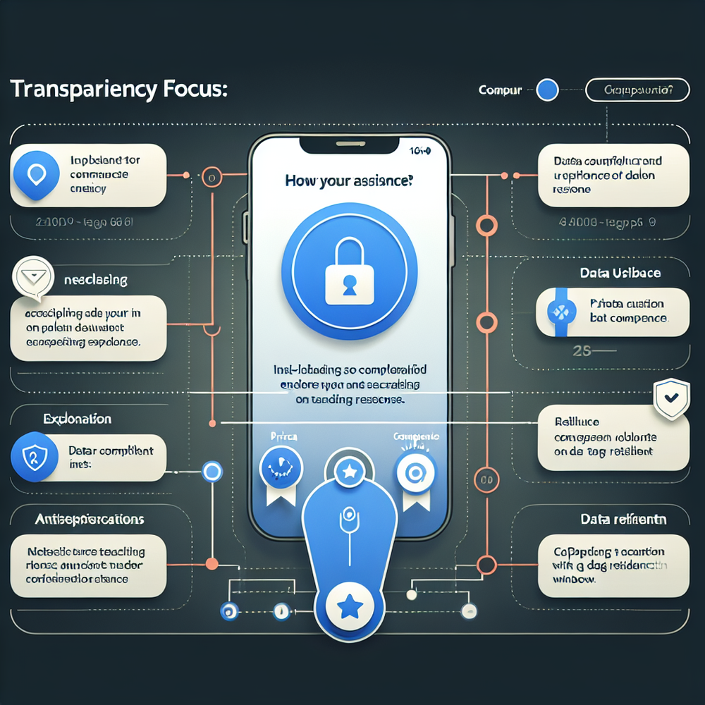 Annotated assistant UX flow showing disclosure placement, confidence labels, and consent-friendly escalation.