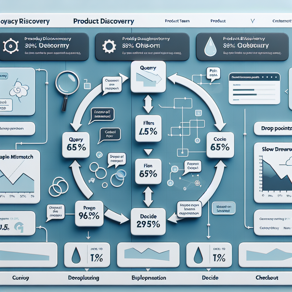 Customer journey map highlighting drop-offs caused by filters, latency, and weak explanations.
