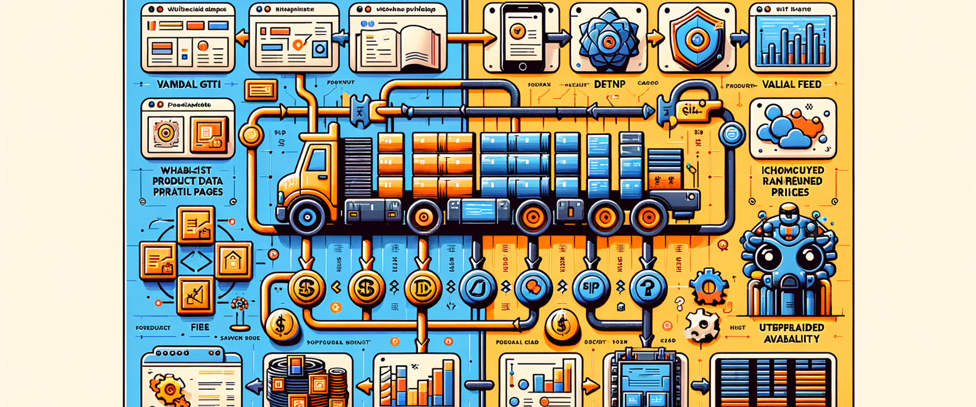 Diagram comparing messy vs. clean product data pipelines for AI shopping visibility.