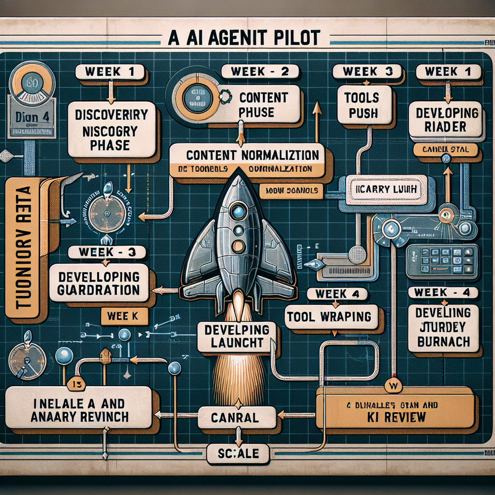 Five-week pilot timeline for launching AI agents with Brambles.ai, from content normalization to canary launch.