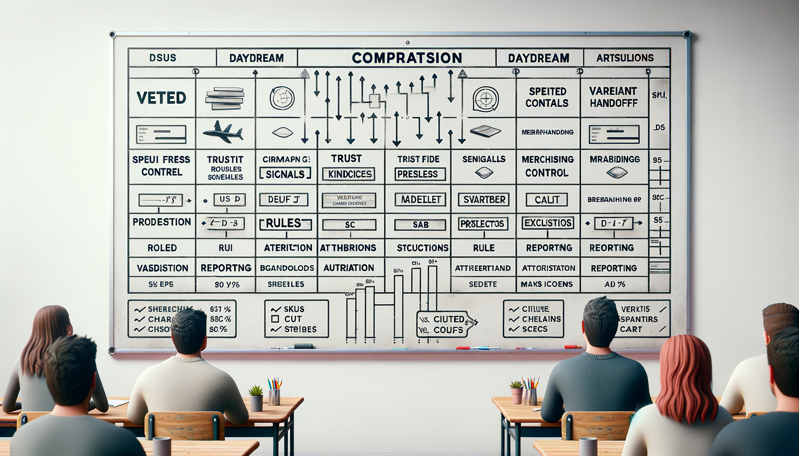 Comparison matrix of Vetted, Daydream, and Brambles.ai features