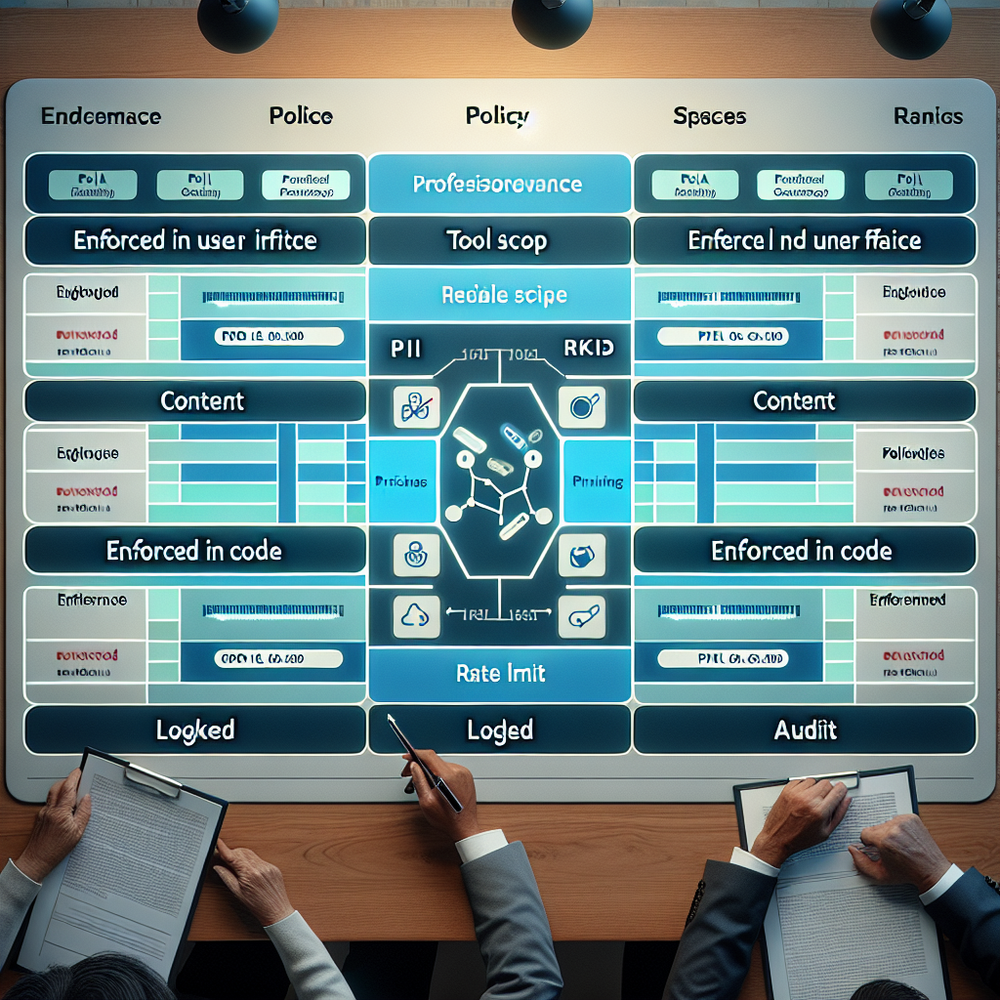 Governance matrix with enforceable policies, scopes, and annotated audit trail.