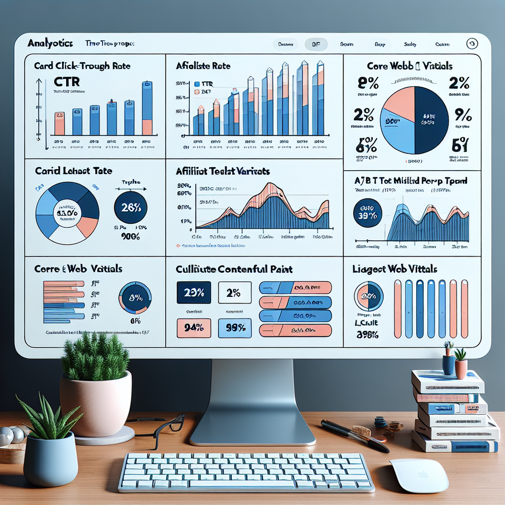 Analytics dashboard visualizing CTR, RPM, and template-level lifts for contextual cards.