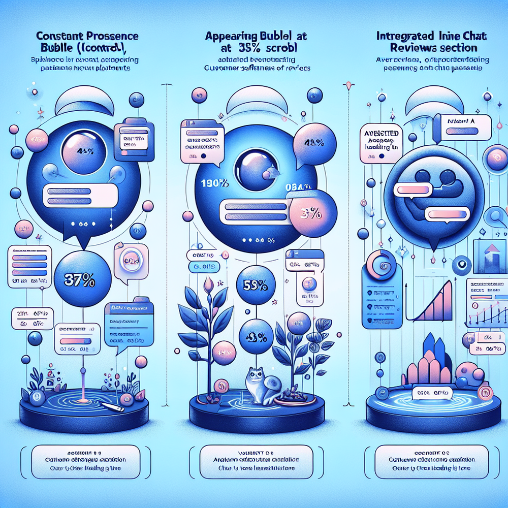 A/B results comparing chat entry placements by scroll depth and context.