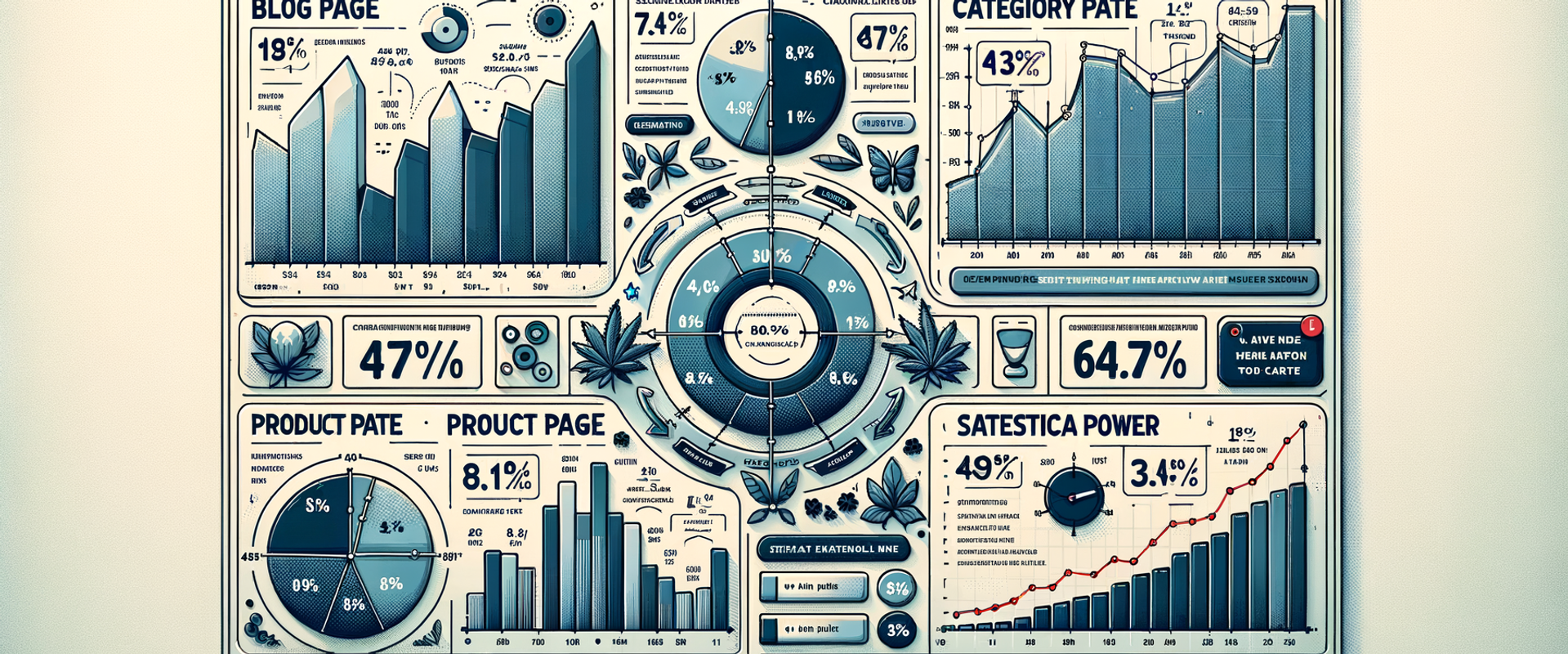 Analytics dashboard highlighting high-impact page types for pilot selection with conversions and power analysis.