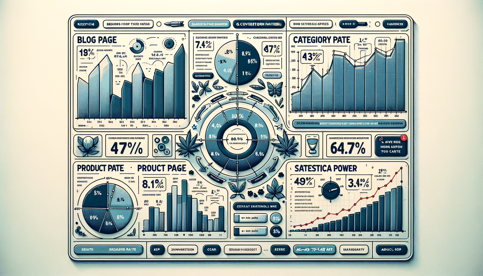 Analytics dashboard highlighting high-impact page types for pilot selection with conversions and power analysis.