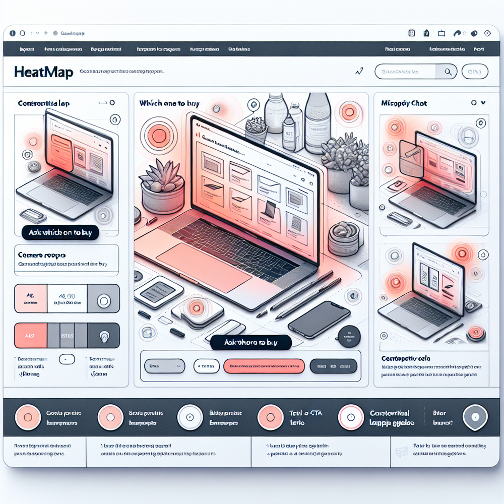 Annotated UX wireframe highlighting four buy-advice placements on category and guide pages.