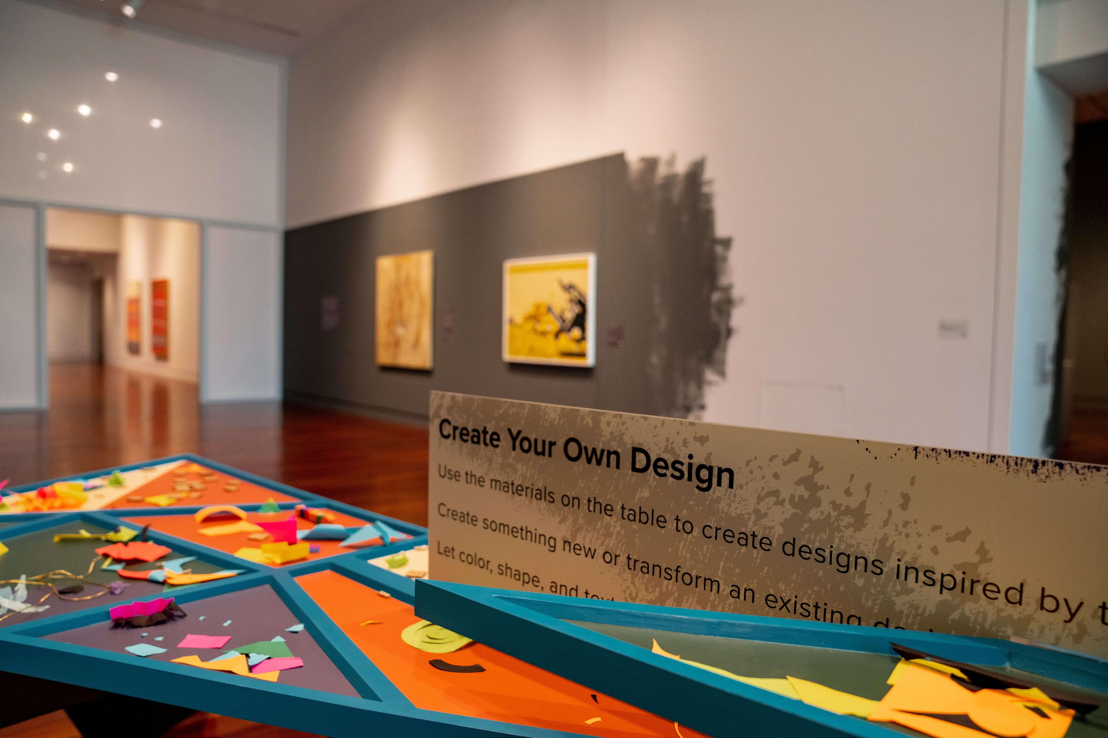 Create-your-own design desk at Action/Abstraction Redefined exhibition Colorado Springs Fine Arts Center