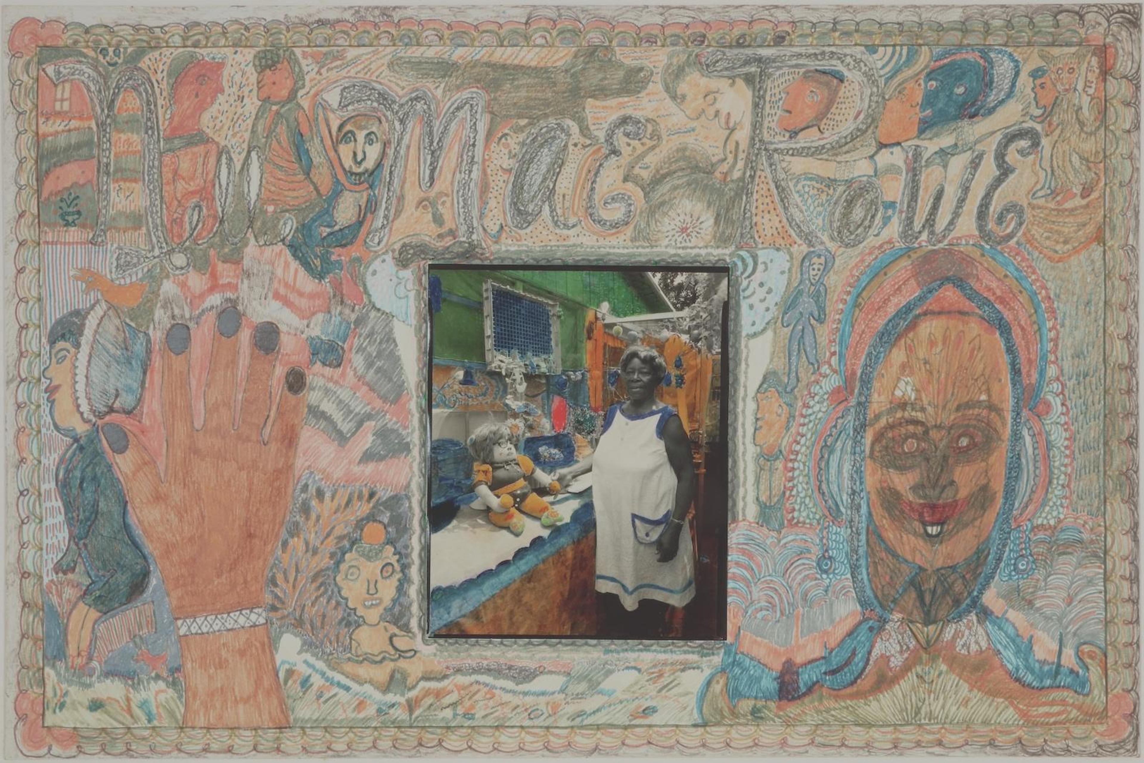 Nellie Mae Rowe, Untitled (Voting), before 1978. Color photograph, crayon, pencil, and colored pencil on cardboard. 20 x 30 1/8 in.