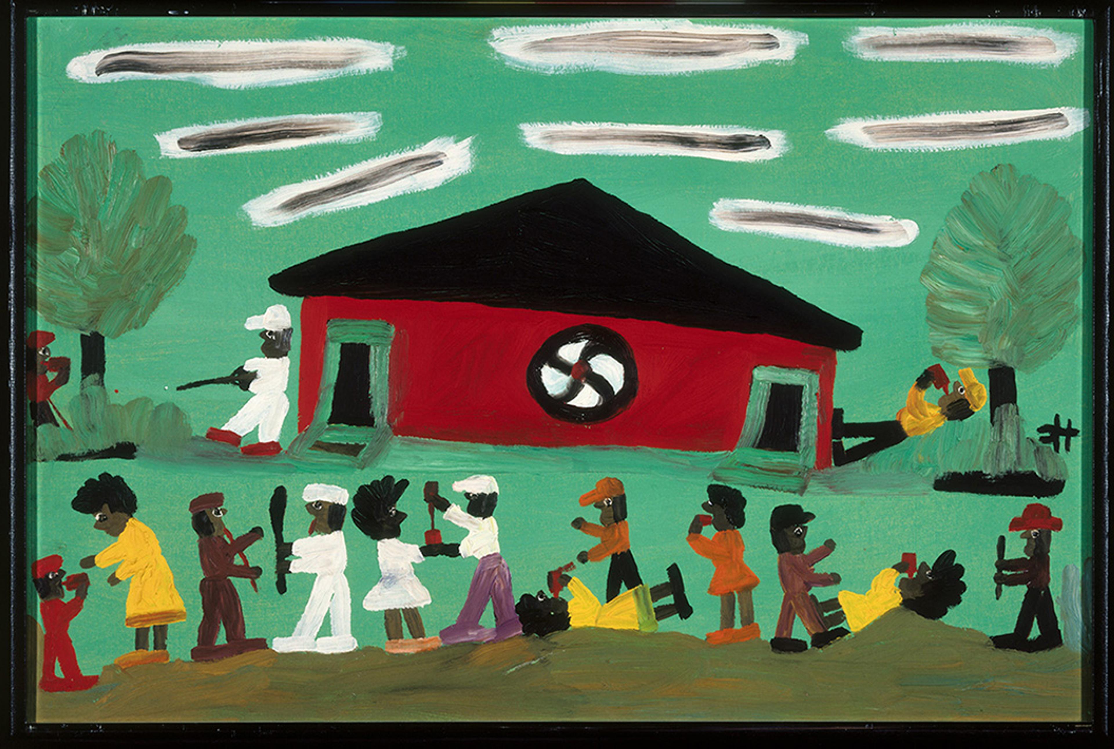 Clementine Hunter Saturday Night CLP American Folk Art Museum, New York, Gift of Mary Bass Newlin, 1989.9.1. Copyright Cane River Art Corporation, with special thanks to Thomas Whitehead. Photo by John Parnell.