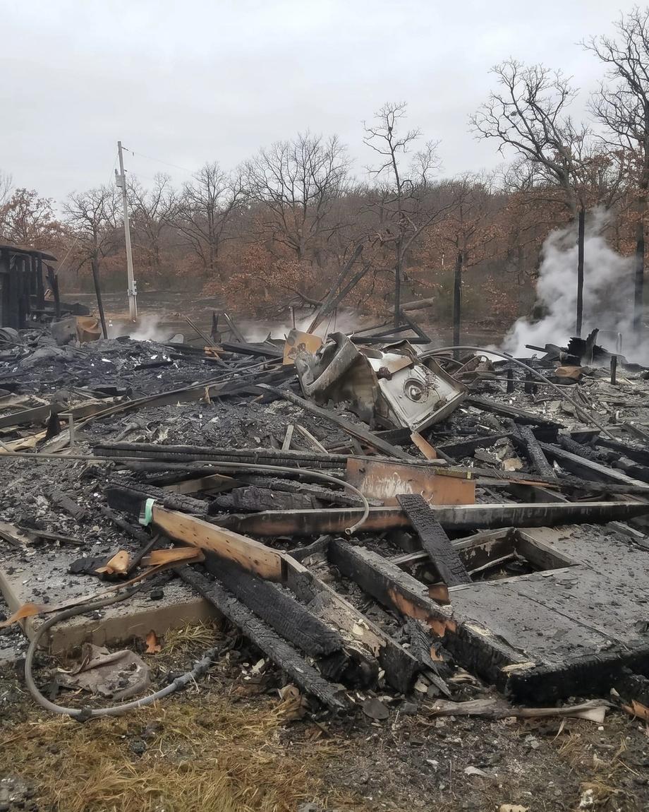 What was left of a house after a fire