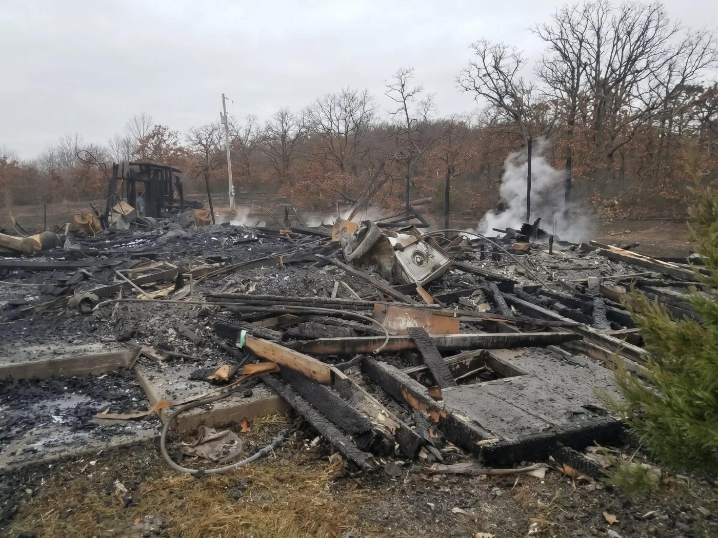 What was left of a house after a fire
