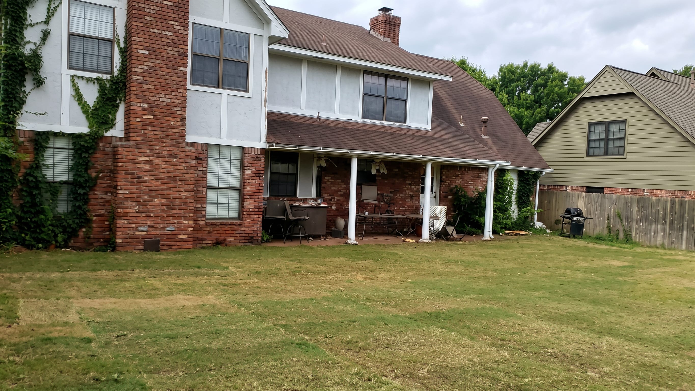 A finished, graded front lawn