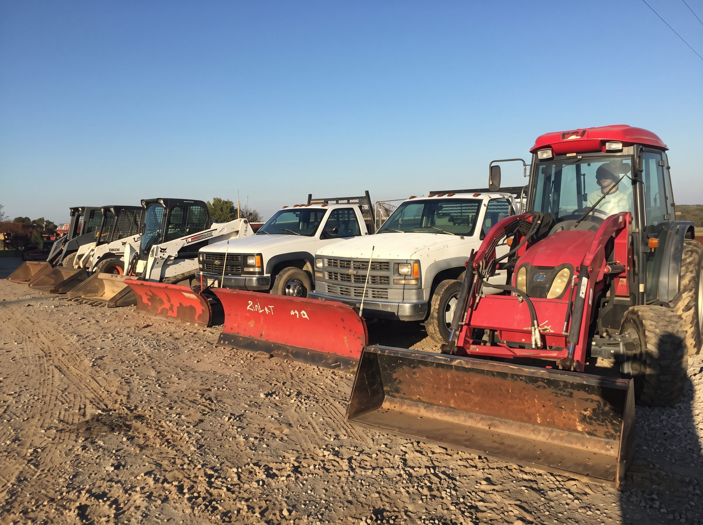 Lanterman equipment lined up with the trucks