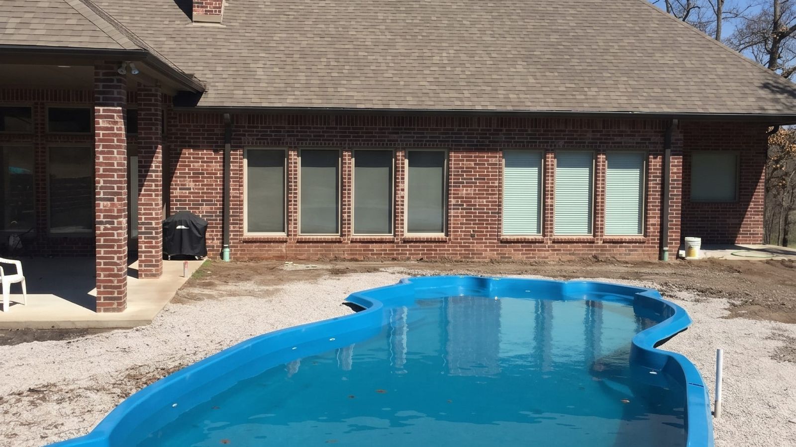 The pool set in place