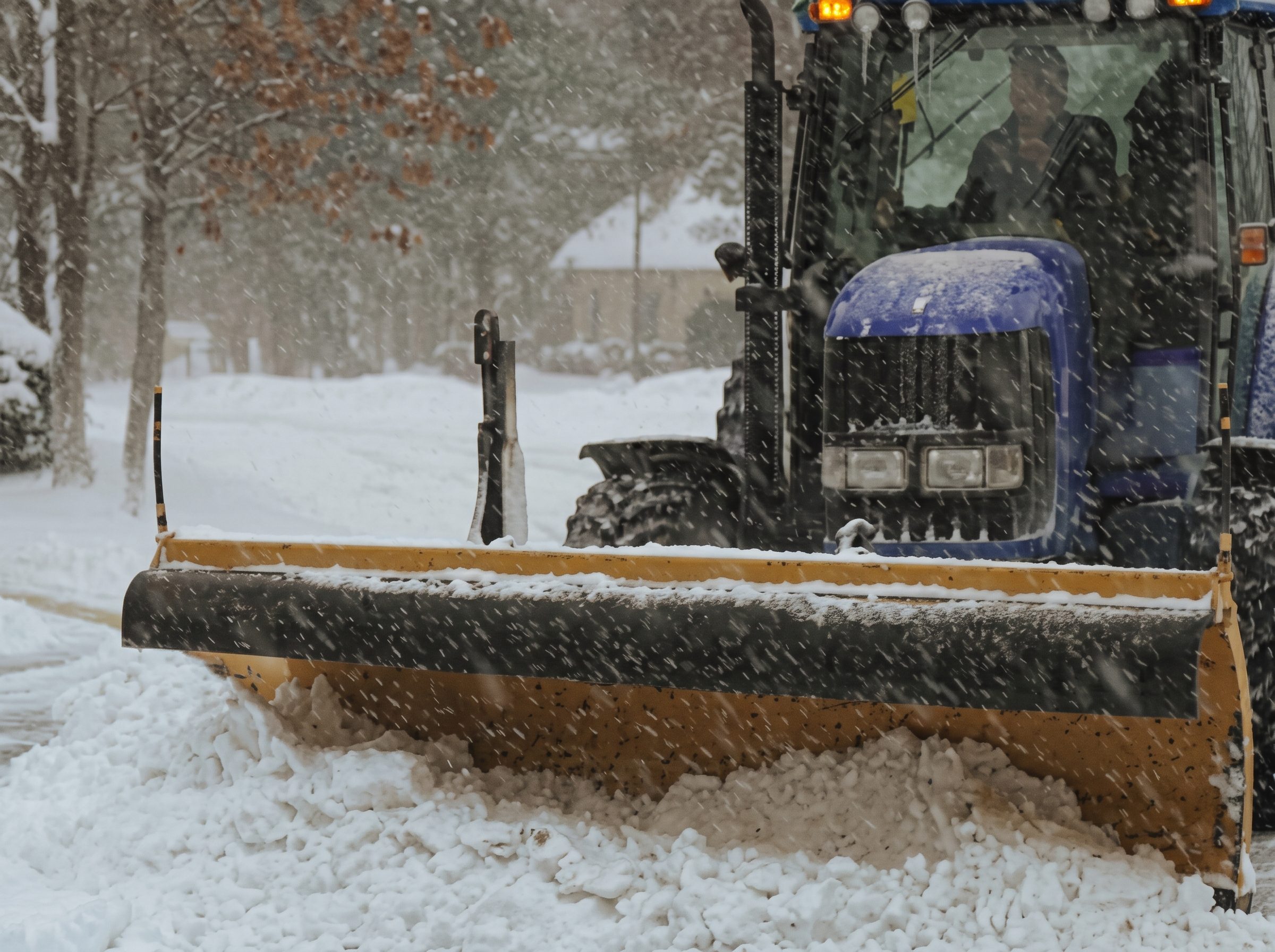 Plowed lot after a snowfall