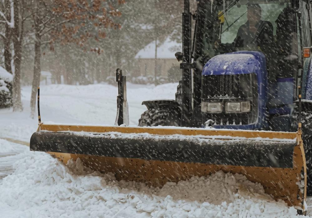 Plowed lot after a snowfall