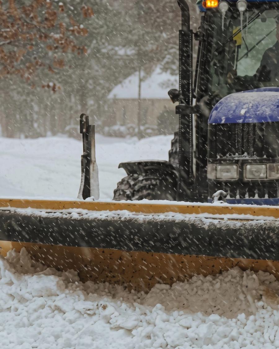 Plowed lot after a snowfall
