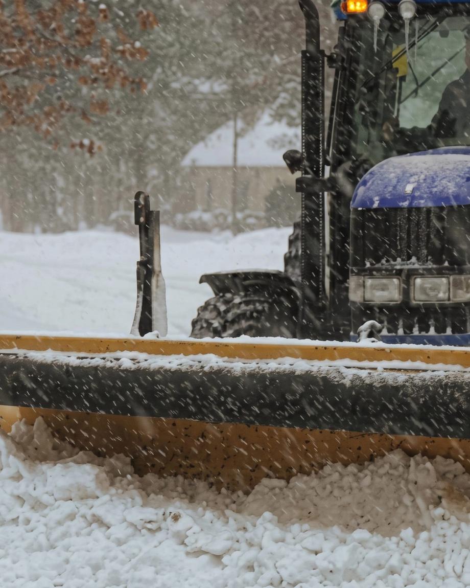 Plowed lot after a snowfall