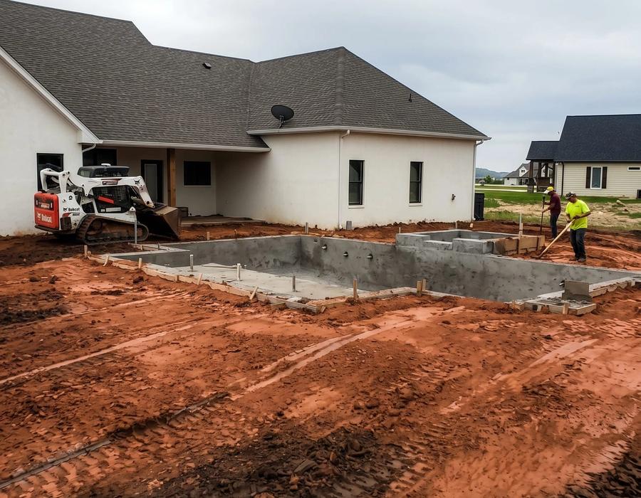 A house pad graded and formed for the foundation