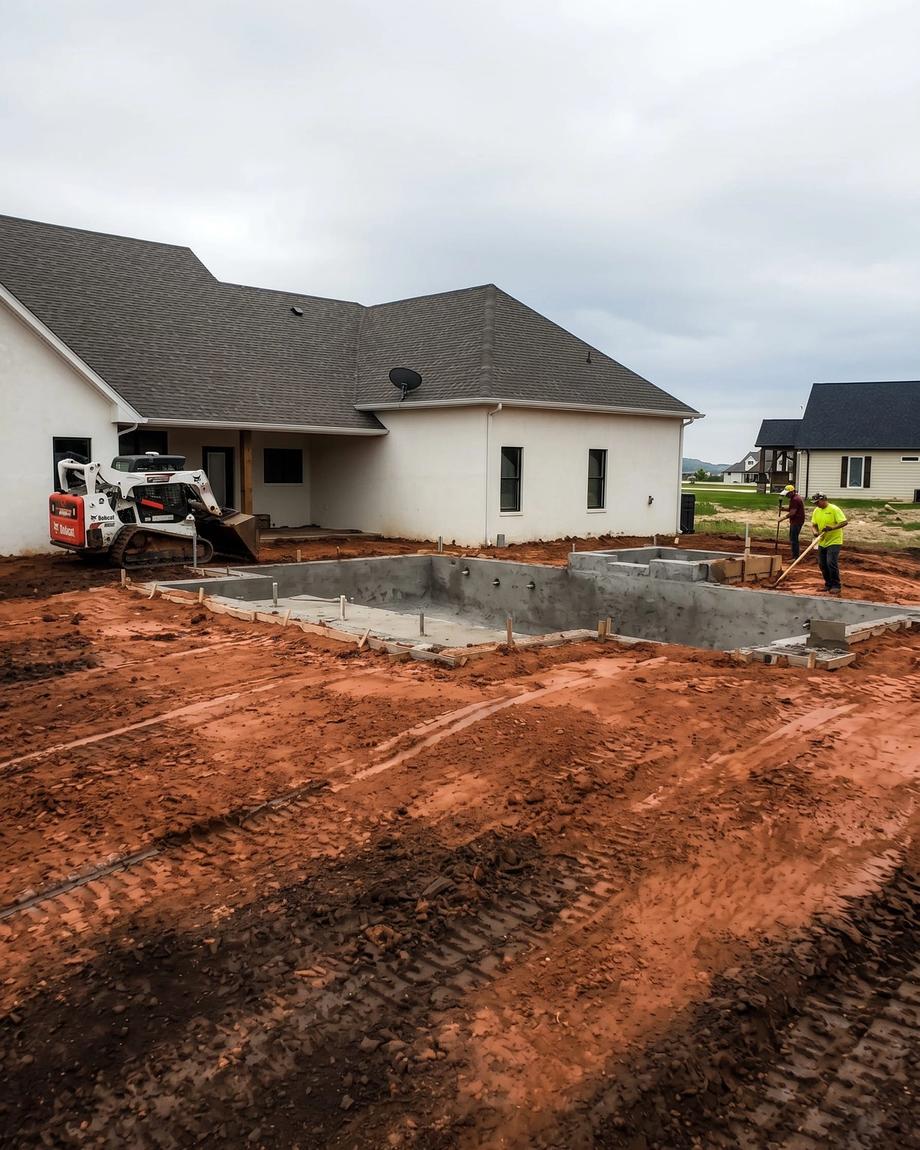 A house pad graded and formed for the foundation