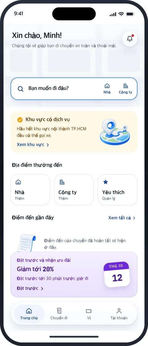 Màn hình Trang chủ trong ứng dụng MATRIZ