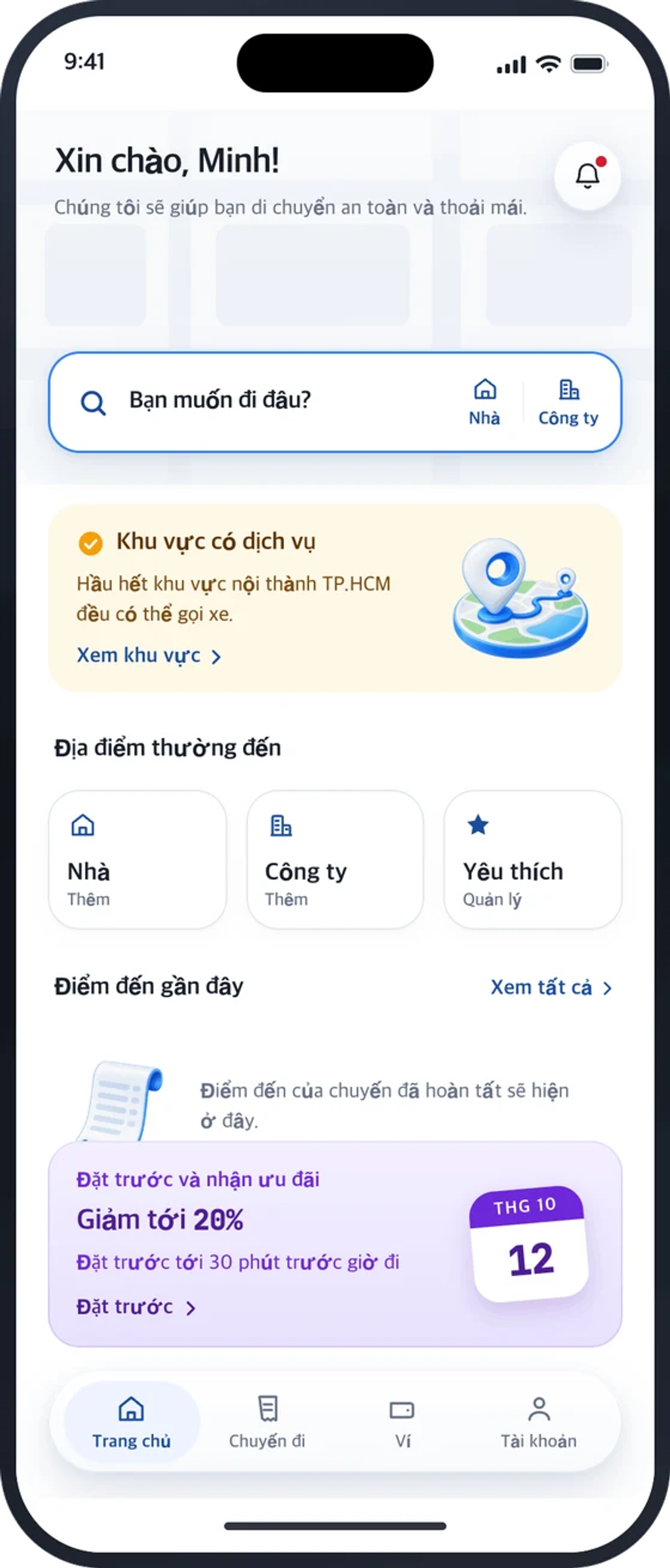 Màn hình chính MATRIZ với ô tìm kiếm “Bạn muốn đi đâu?”