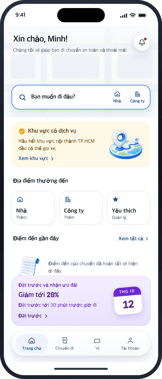 Màn hình chính MATRIZ với ô tìm kiếm “Bạn muốn đi đâu?”