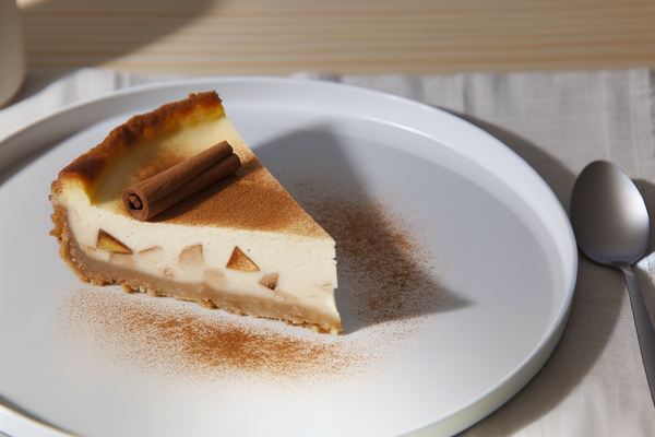 Low-Carb Zimt-Apfel-Käsekuchen - professionelles Food-Foto von DALL-E 3