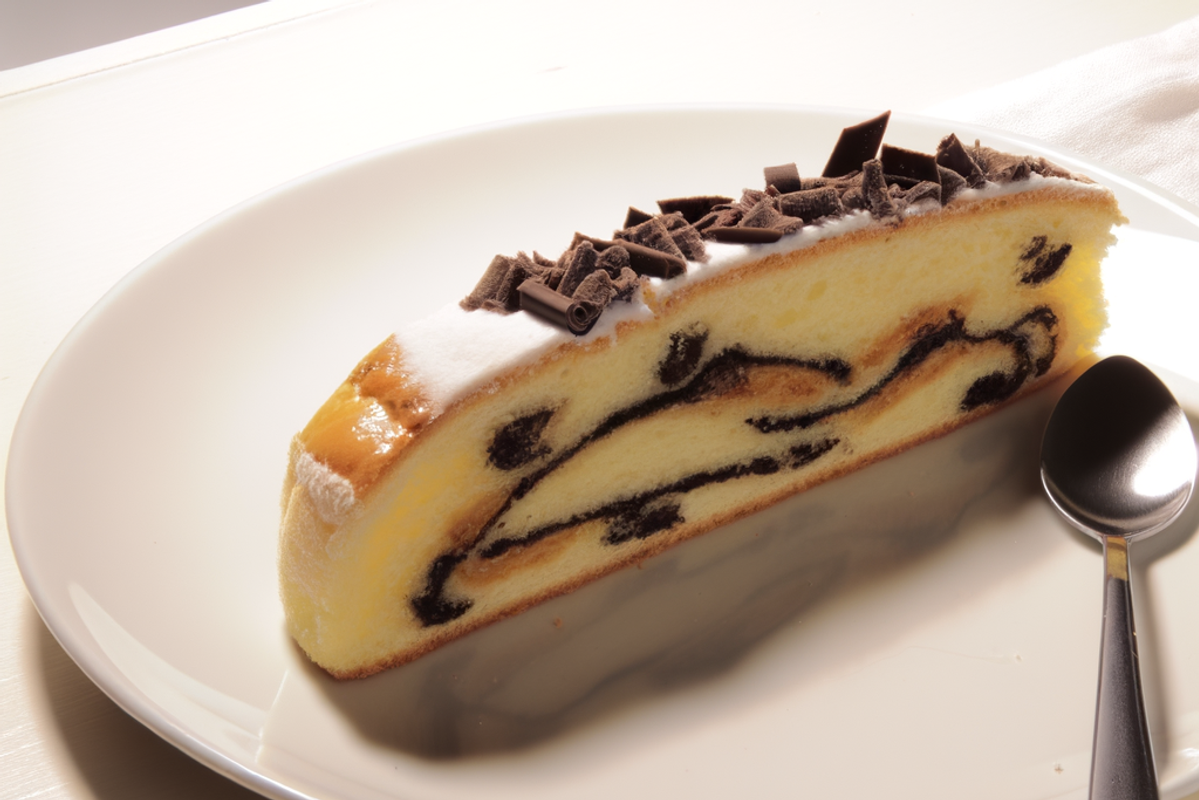 Low-Carb Marzipan-Stracciatella-Kranz - professionelles Food-Foto von DALL-E 3