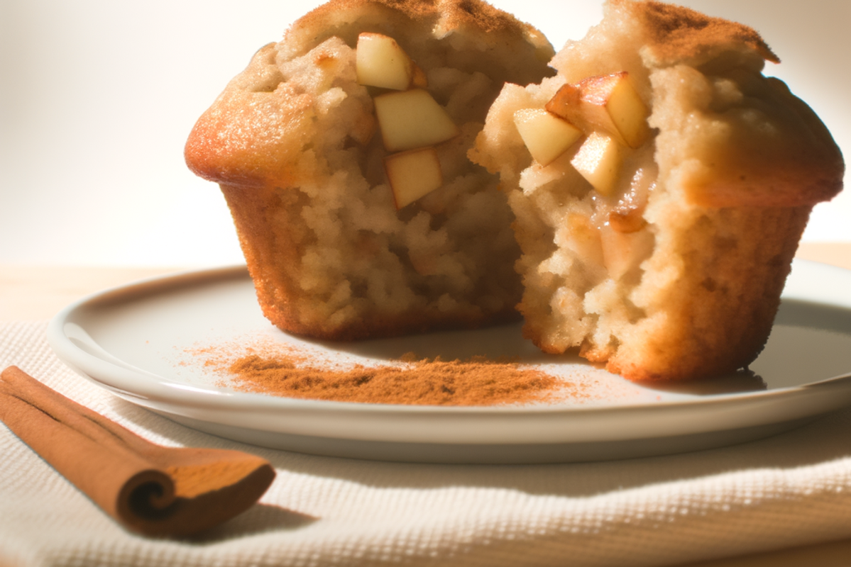 Low-Carb Apfelmus-Zimt-Muffins - professionelles Food-Foto von DALL-E 3