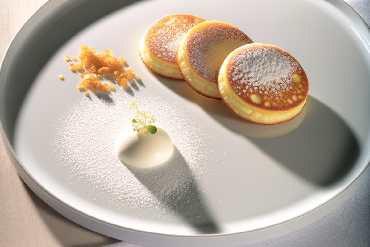 Low-Carb Topfen-Holunder-Taler - professionelles Food-Foto von DALL-E 3