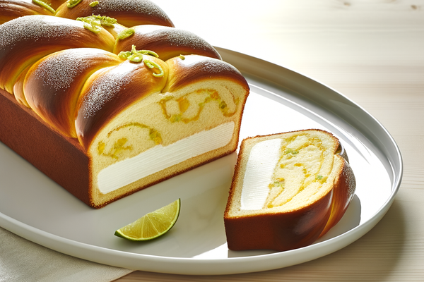 Low-Carb Holunder-Limetten-Babka - professionelles Food-Foto von DALL-E 3