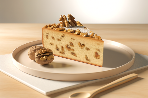 Low-Carb Vanille-Walnuss-Krokant-Kranz - professionelles Food-Foto von DALL-E 3