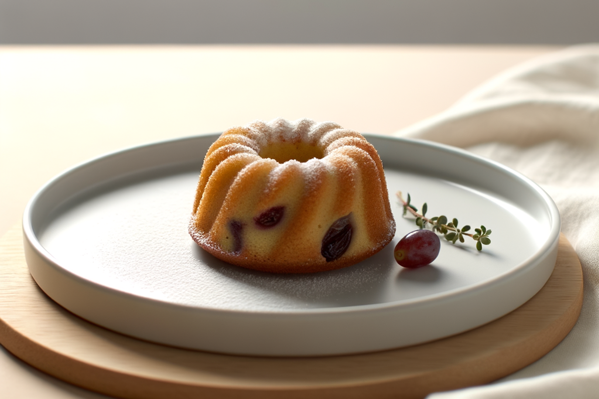 Low-Carb Trauben-Thymian-Wirbel - professionelles Food-Foto von DALL-E 3