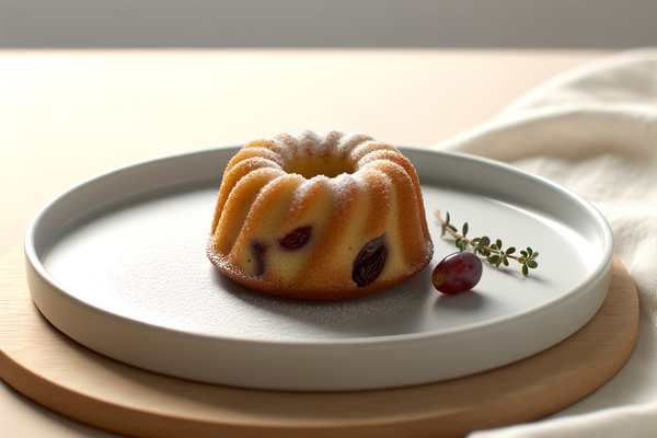 Low-Carb Trauben-Thymian-Wirbel - professionelles Food-Foto von DALL-E 3