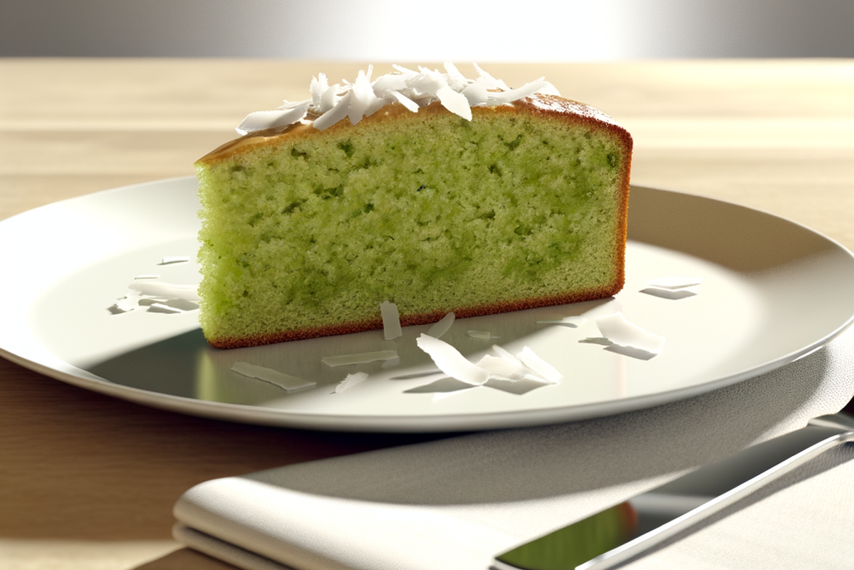 Low-Carb Waldmeister-Kokos-Kranz - professionelles Food-Foto von DALL-E 3