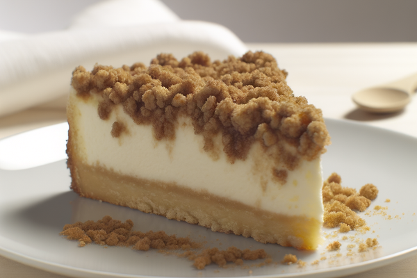 Low-Carb Topfen-Zimt-Streuselkuchen - professionelles Food-Foto von DALL-E 3