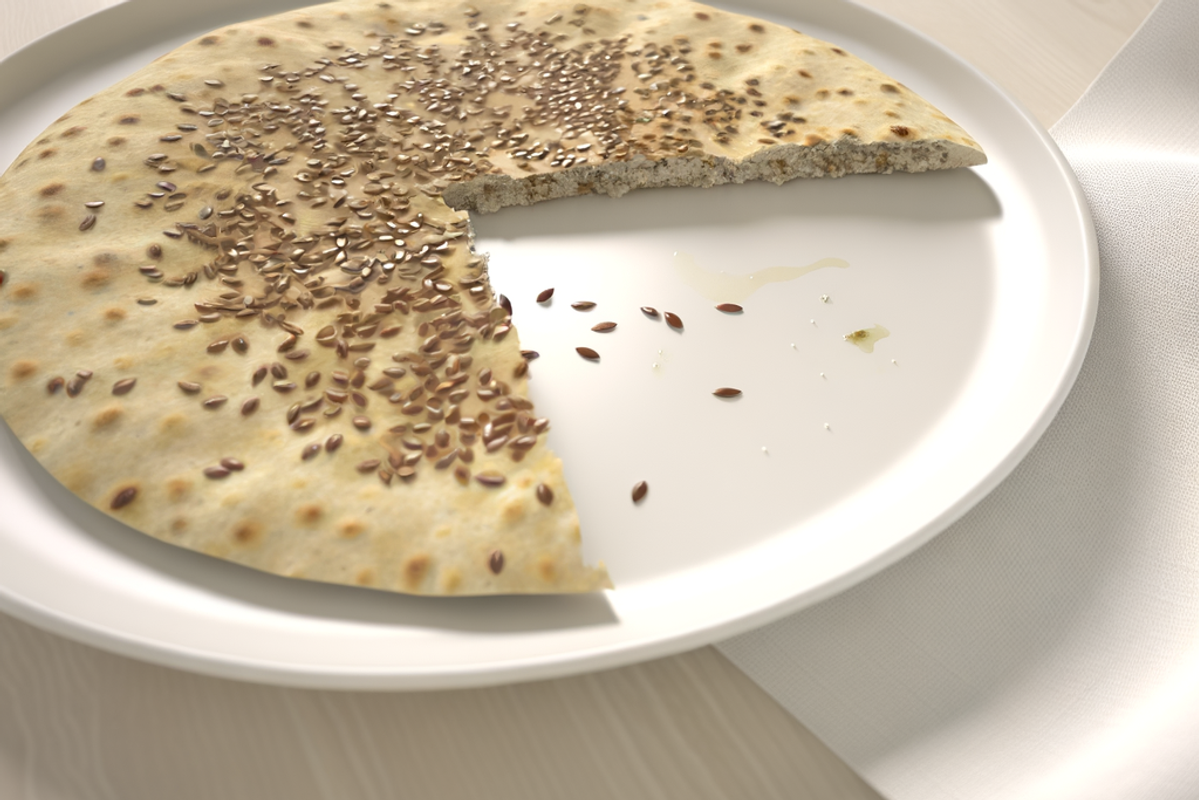 Low-Carb Leinsamen-Sesam-Fladen - professionelles Food-Foto von DALL-E 3