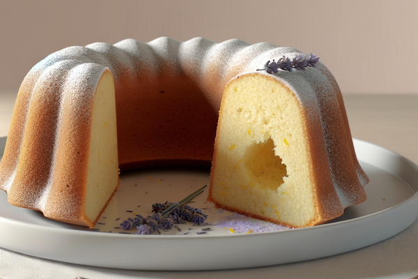 Low-Carb Lavendel-Zitronen-Kranz - professionelles Food-Foto von DALL-E 3