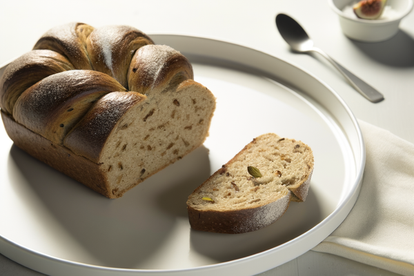 Low-Carb Kardamom-Feigen-Zopf - professionelles Food-Foto von DALL-E 3