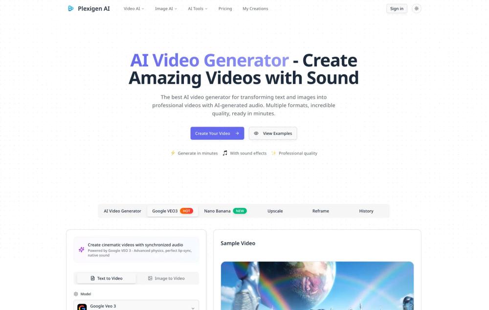 Banner of Plexigen AI – Create Cinematic Videos with Sound Banner of Plexigen AI – Create Cinematic Videos with Sound