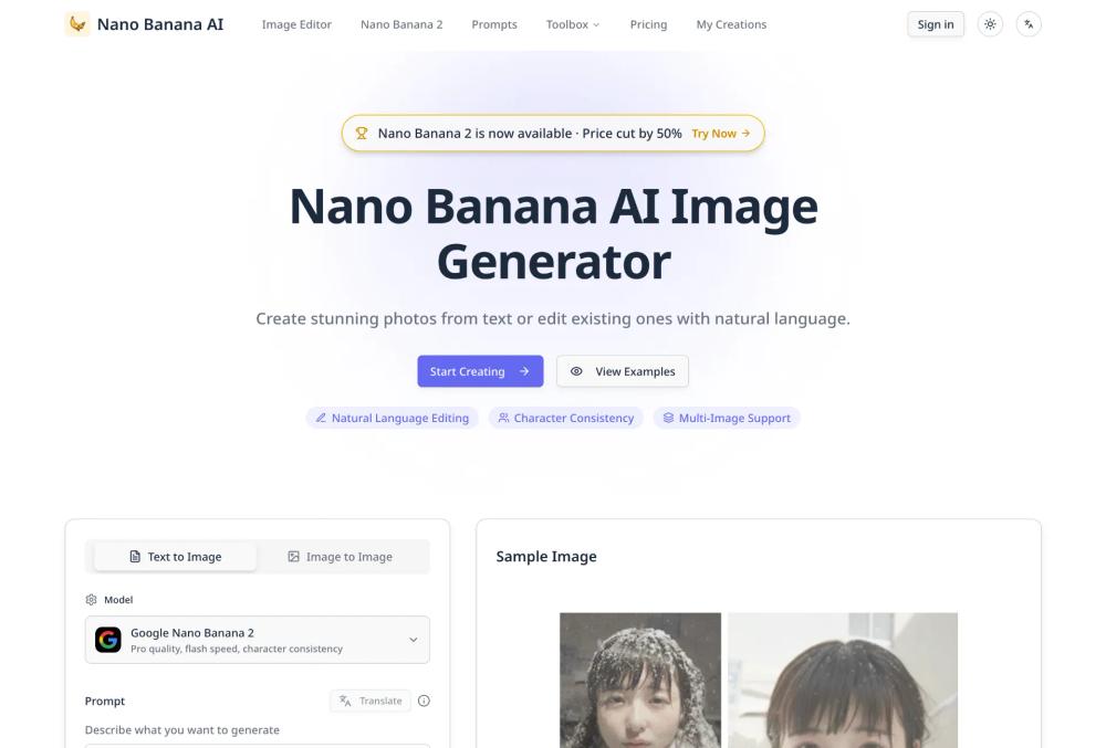Banner of Nano Banana – AI Image Editor & Creator Banner of Nano Banana – AI Image Editor & Creator