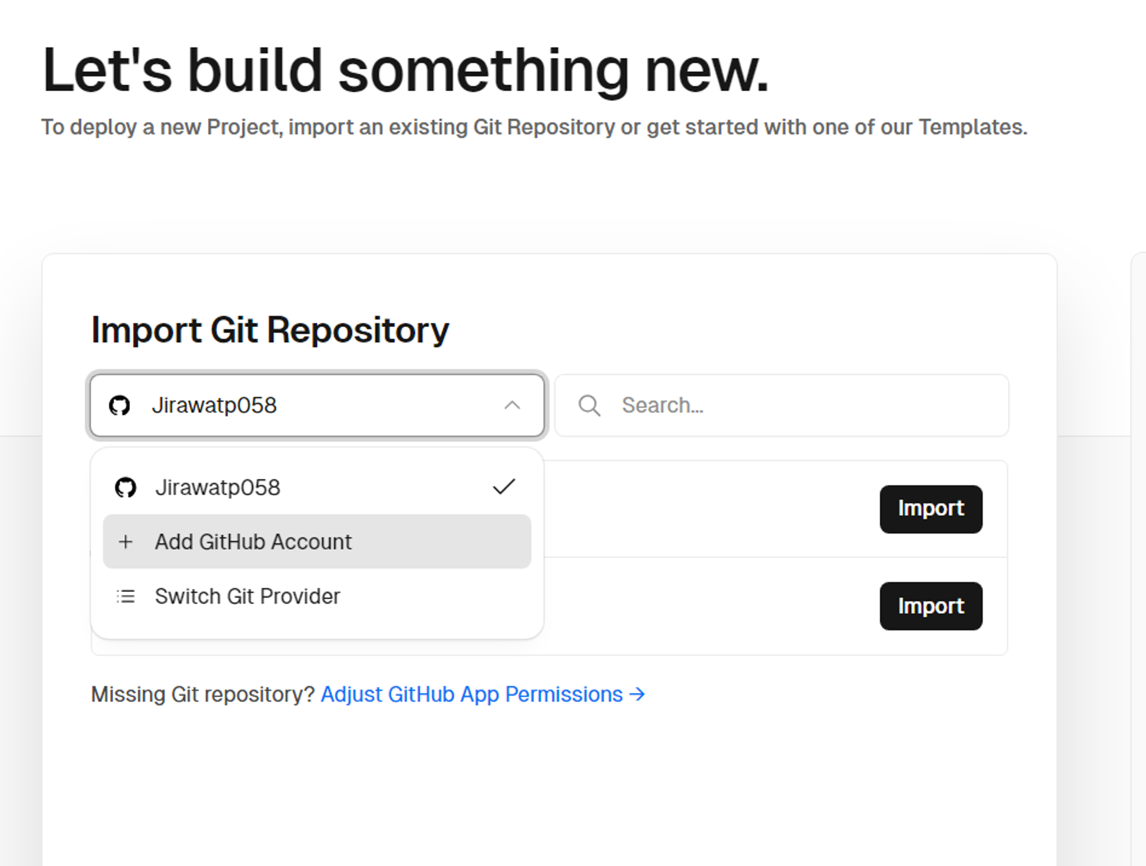 Vercel Import Git Repository