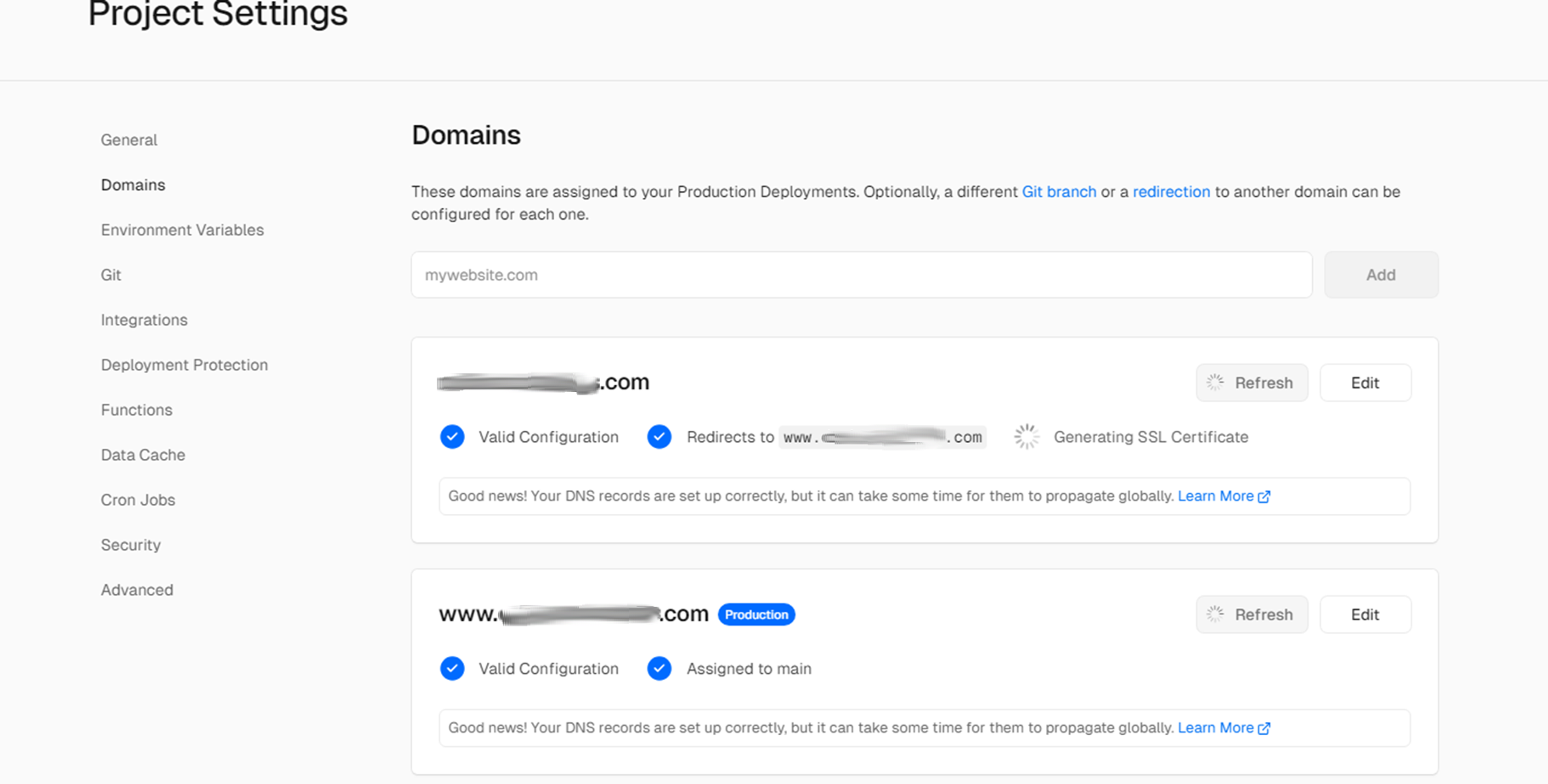 การเพิ่ม domain จาก godaddy ใน vercel