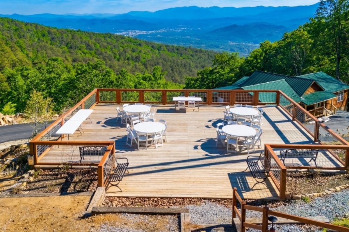 Aerial view of Grand Haven luxury mountain estate surrounded by Smoky Mountain forest