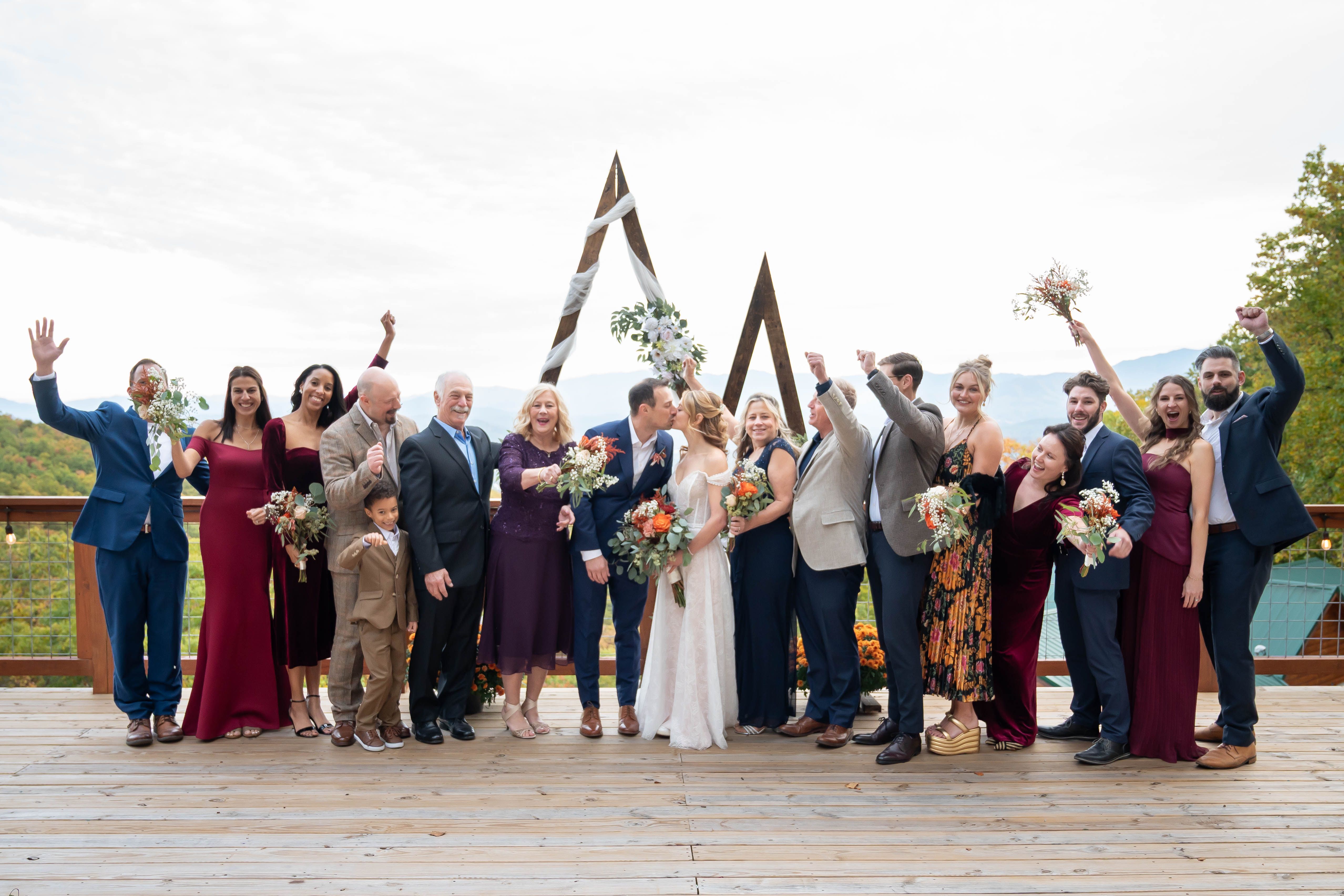 Wedding group gathered at Grand Haven